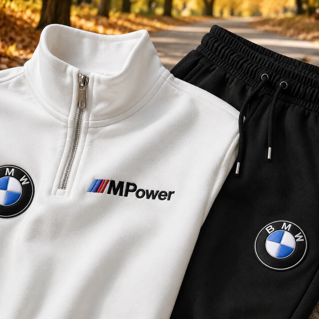 ست مردانه هودی نیم زیپ و شلوار مدل Mpower